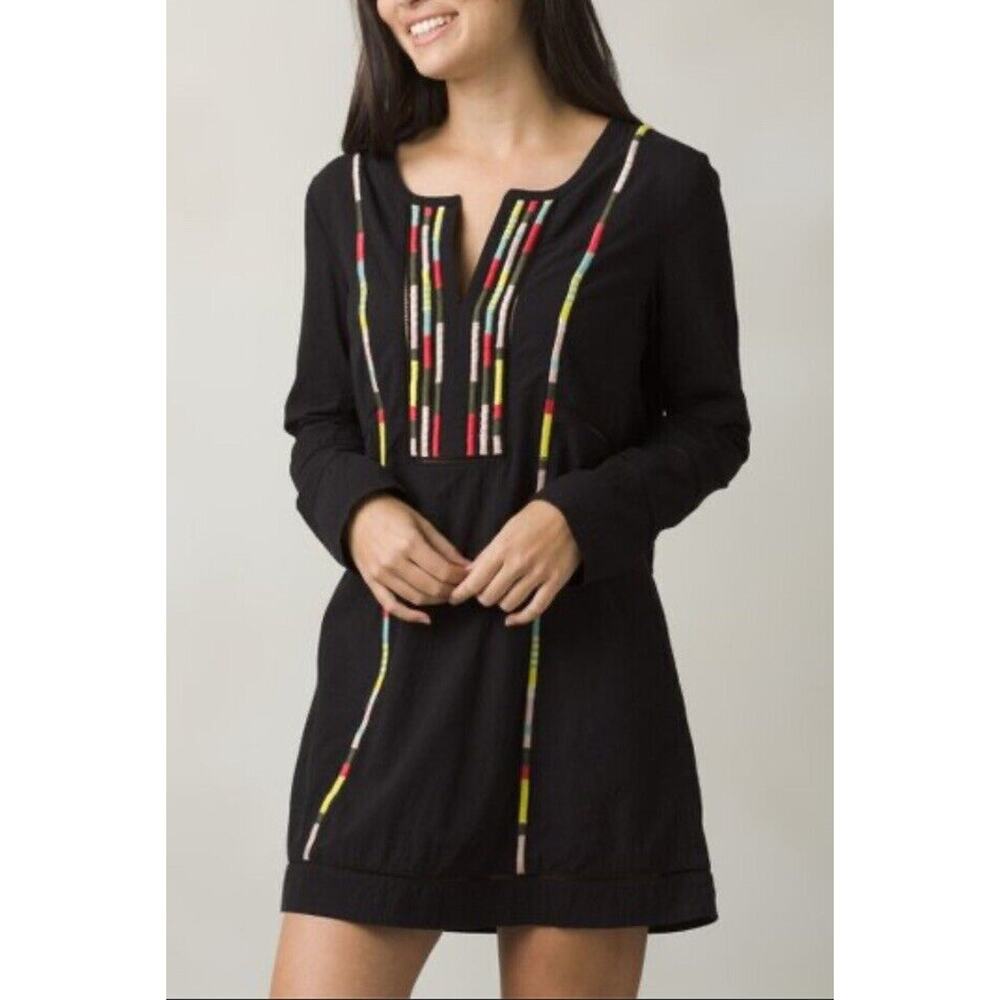 prAna Lahela Embroidered Long Sleeve 100% Organic Cotton Tunic Top BOHO festival